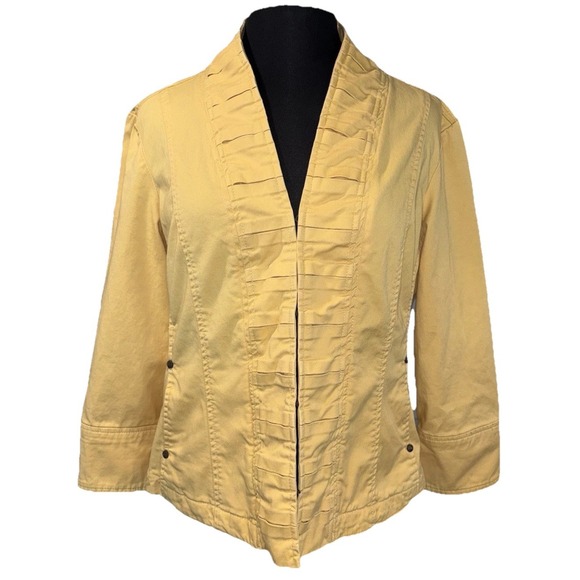 Vintage Dressbarn Short Jacket Women's Size‎ Large Yellow 3/4 Sleeve Pockets - Picture 1 of 12